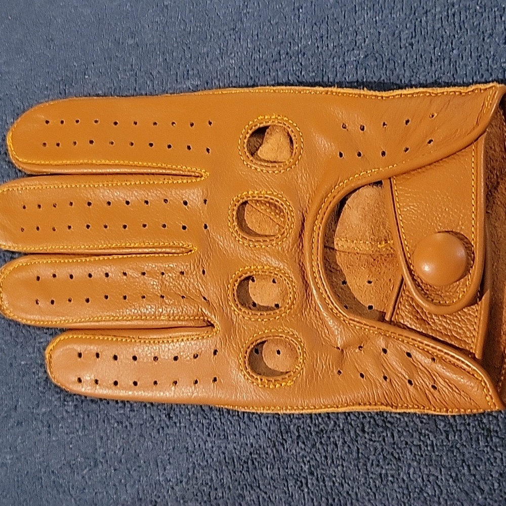 NWT Rust Colored Leather Driving Gloves Mens M - Picture 3 of 4
